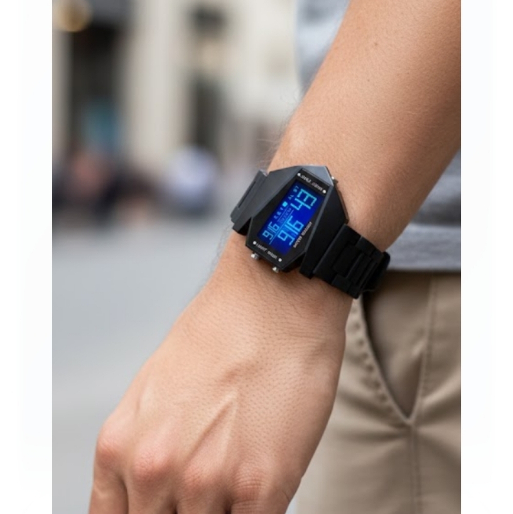 Digital Black Aircraft Style watch with led display